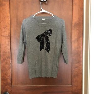 Grey with Sequins Bow Sweater 3/4 sleeves